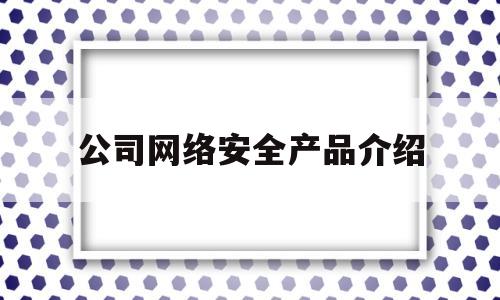 公司网络安全产品介绍(公司网络安全具体指什么)