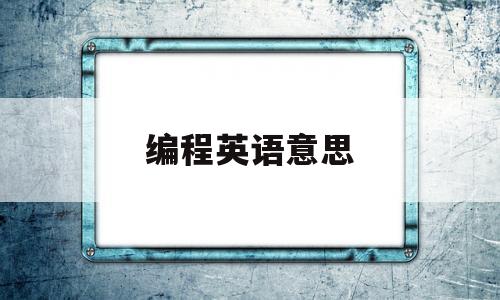 编程英语意思(英语编程是什么意思啊)