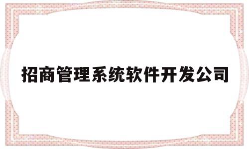 招商管理系统软件开发公司(erp管理系统软件开发定制)