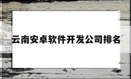 云南安卓软件开发公司排名(云南安卓软件开发公司排名榜)