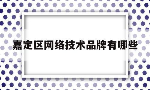 嘉定区网络技术品牌有哪些(嘉定互联网)