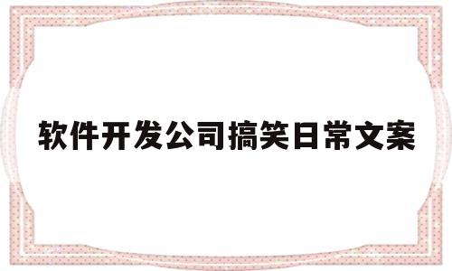 软件开发公司搞笑日常文案(软件开发公司搞笑日常文案怎么写)