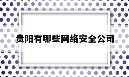 贵阳有哪些网络安全公司(贵阳网安科技发展有限公司)