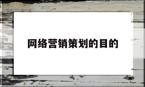 网络营销策划的目的(网络营销策划的目的和任务)