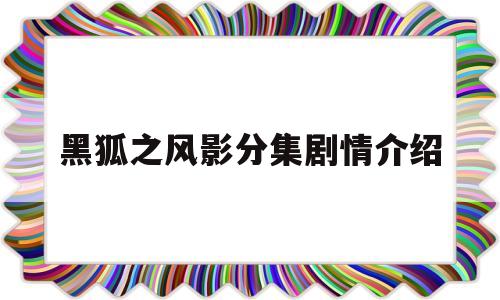 黑狐之风影分集剧情介绍(黑狐之风影剧情介绍)