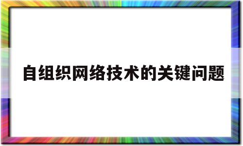 自组织网络技术的关键问题(自组织网络与其他网络相比的特点)