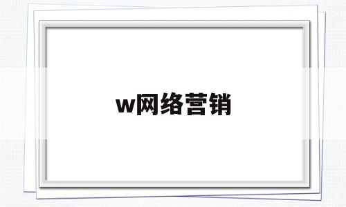 w网络营销(网络营销讲的是什么)