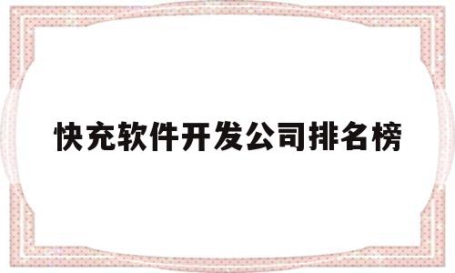 快充软件开发公司排名榜(快充软件开发公司排名榜最新)