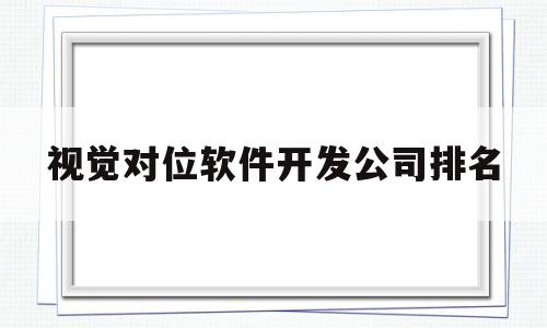 视觉对位软件开发公司排名的简单介绍