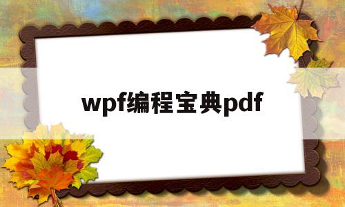 wpf编程宝典pdf(wpf编程宝典第五版电子版下载)