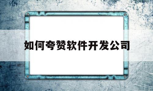 如何夸赞软件开发公司(如何夸赞软件开发公司的人)