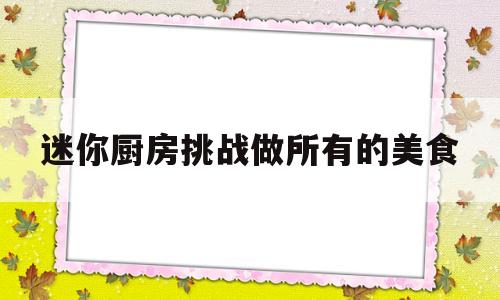 迷你厨房挑战做所有的美食(迷你厨房挑战做所有的美食视频)