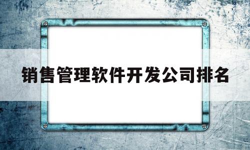 销售管理软件开发公司排名(销售管理软件开发公司排名榜)