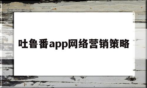 吐鲁番app网络营销策略的简单介绍