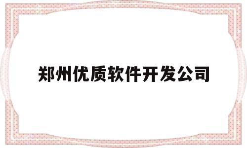 郑州优质软件开发公司(郑州软件开发科技公司有哪些)