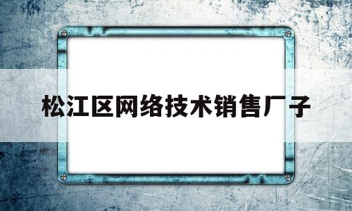 关于松江区网络技术销售厂子的信息