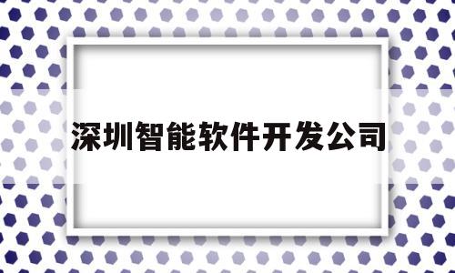 深圳智能软件开发公司(深圳智能设备开发有限公司)