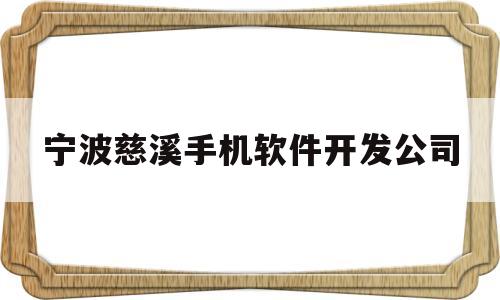 宁波慈溪手机软件开发公司(宁波慈溪手机软件开发公司有哪些)