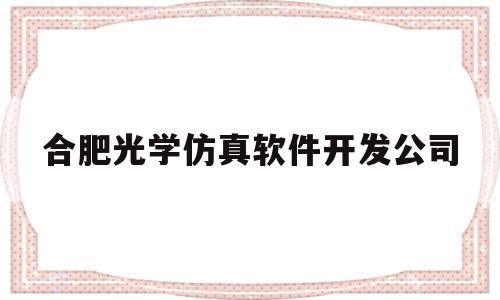 合肥光学仿真软件开发公司(合肥光学仿真软件开发公司怎么样)