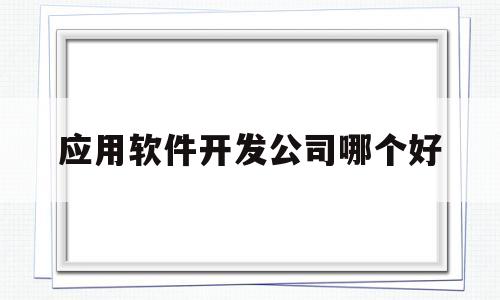 应用软件开发公司哪个好(应用软件开发公司哪个好一些)