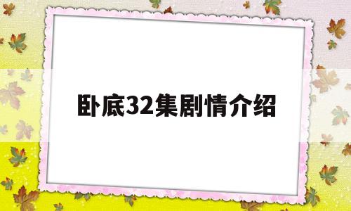 卧底32集剧情介绍(卧底2020分集剧情介绍)