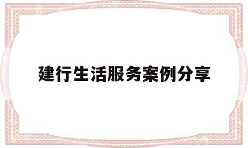 建行生活服务案例分享(建行生活服务案例分享会)