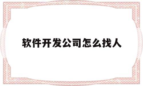 软件开发公司怎么找人(软件开发公司怎么去找客户)