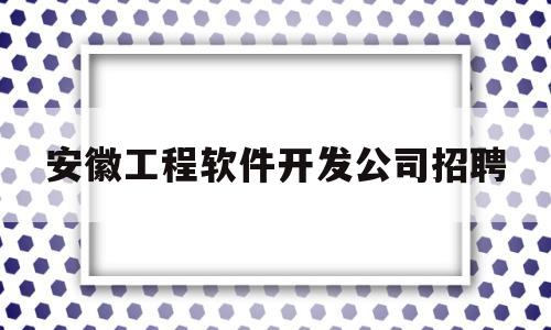 安徽工程软件开发公司招聘(安徽工程软件开发公司招聘电话)