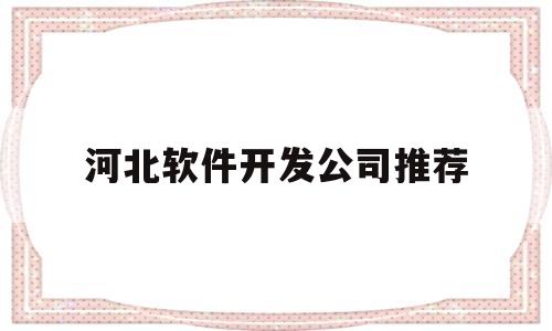 河北软件开发公司推荐(河北软件开发技术学院)