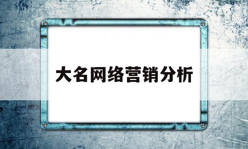 大名网络营销分析(网络营销案例分析题)