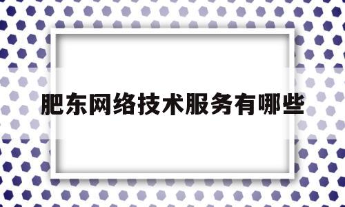 肥东网络技术服务有哪些(肥东有培训开网店的学校吗)