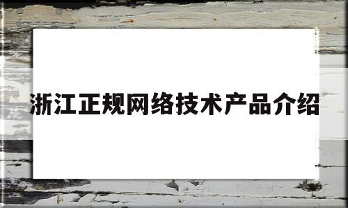 浙江正规网络技术产品介绍(浙江网络技术有限公司)