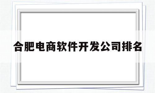 合肥电商软件开发公司排名(安徽合肥软件开发公司排名)