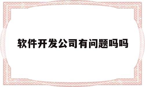 软件开发公司有问题吗吗(软件开发公司是干嘛的)