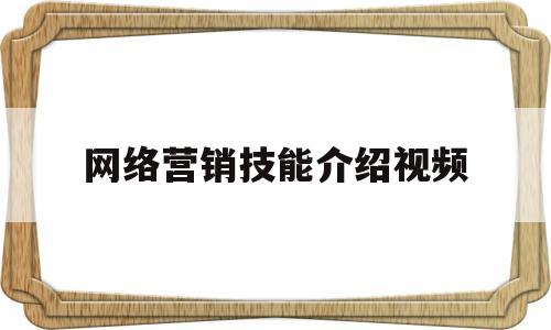 网络营销技能介绍视频(网络营销技能训练)