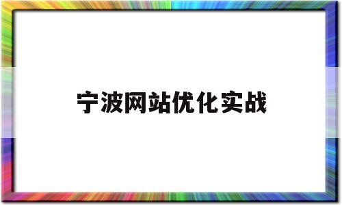 宁波网站优化实战(宁波网站推广优化公司)