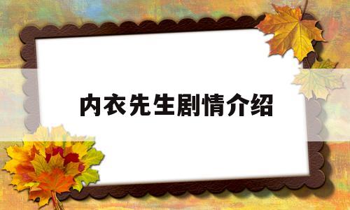 内衣先生剧情介绍(内衣先生剧情介绍全集)