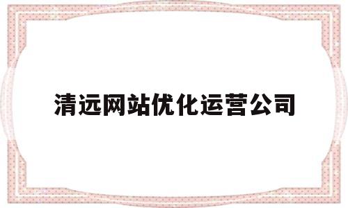 清远网站优化运营公司(东莞网站优化运营)