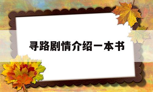 寻路剧情介绍一本书(寻路剧情介绍一本书内容)