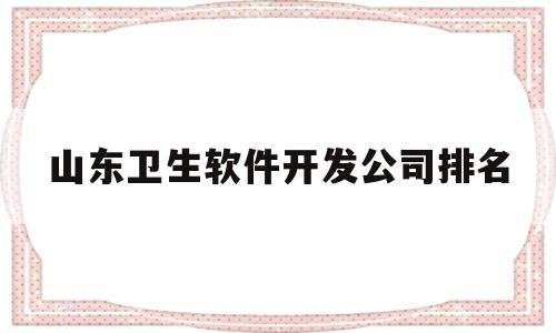 山东卫生软件开发公司排名(山东卫生健康职业技术学院)