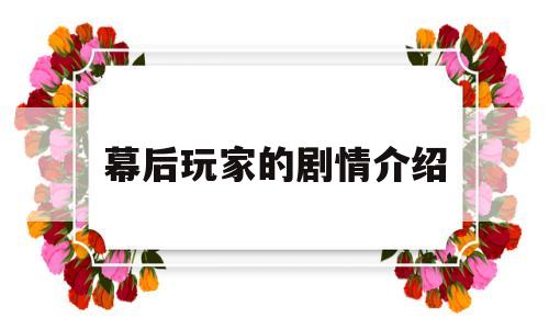幕后玩家的剧情介绍(幕后玩家剧情介绍全部)