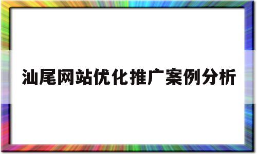 汕尾网站优化推广案例分析(网络推广网站优化)