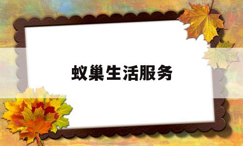 蚁巢生活服务(蚁巢生活服务电话)