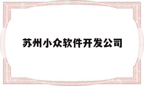 苏州小众软件开发公司(苏州app软件开发)