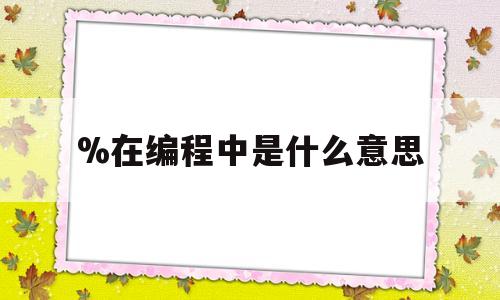 %在编程中是什么意思(编程是什么意思怎么理解)