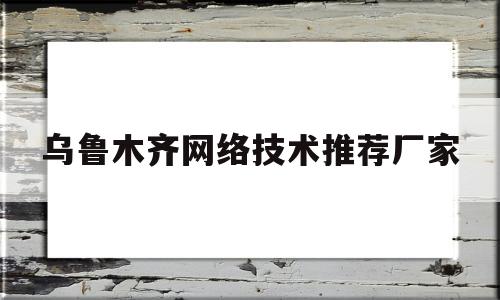 乌鲁木齐网络技术推荐厂家(乌鲁木齐网络科技公司)