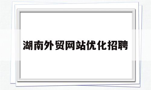 湖南外贸网站优化招聘(湖南外贸综合服务平台)