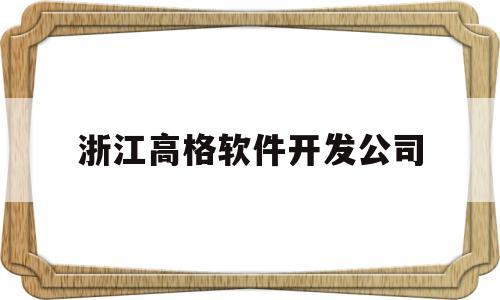 浙江高格软件开发公司(浙江高格软件怎么样)