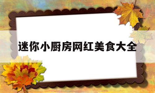 迷你小厨房网红美食大全(迷你小厨房网红美食大全视频)