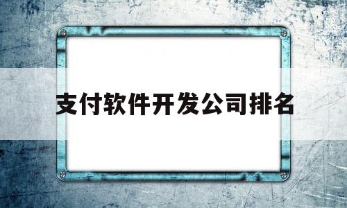 支付软件开发公司排名(开发支付平台)